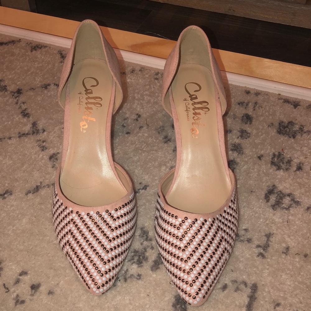 Dusty pink studded heels